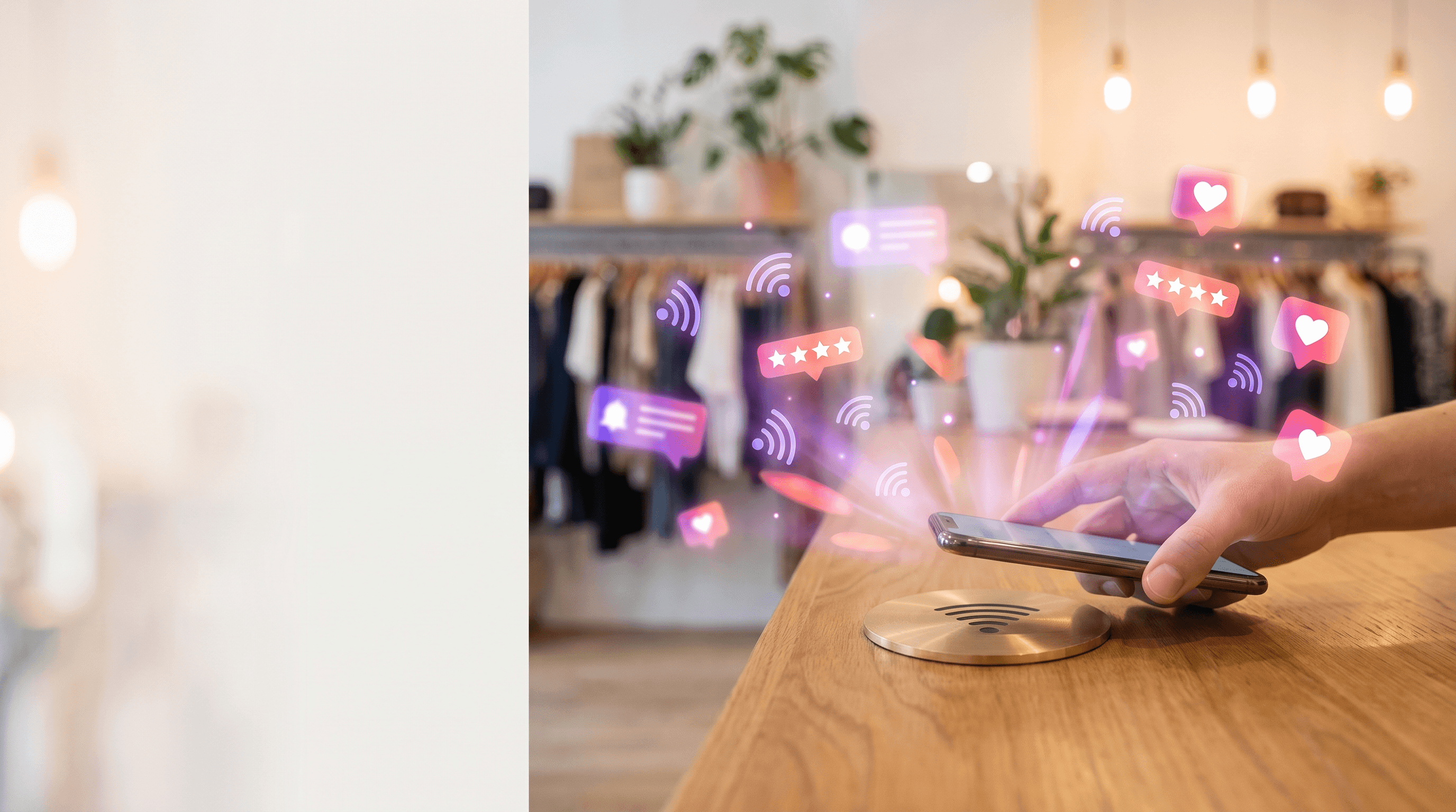 Client qui scanne un support NFC dans une boutique